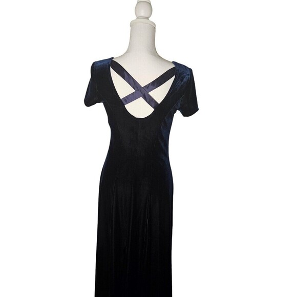CDC Petites Velvet Dark Blue Formal Dress Size 6 - Picture 5 of 8